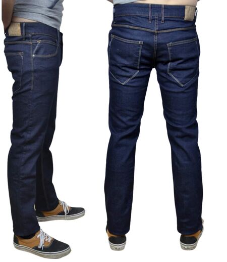 Jean homme coupe slim couleur bleu indigo - Taille basse