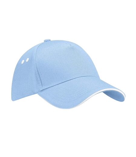 Casquette 100% Coton Adulte Unisexe Bleu Ciel Blanc Beechfield