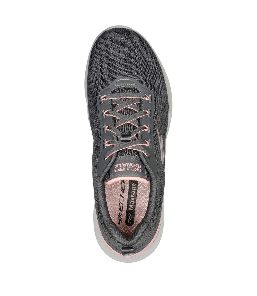 Womens/ladies Go Walk Mesh Trainers Grey Pink Skechers-3