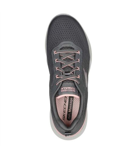 Womens/ladies Go Walk Mesh Trainers Grey Pink Skechers