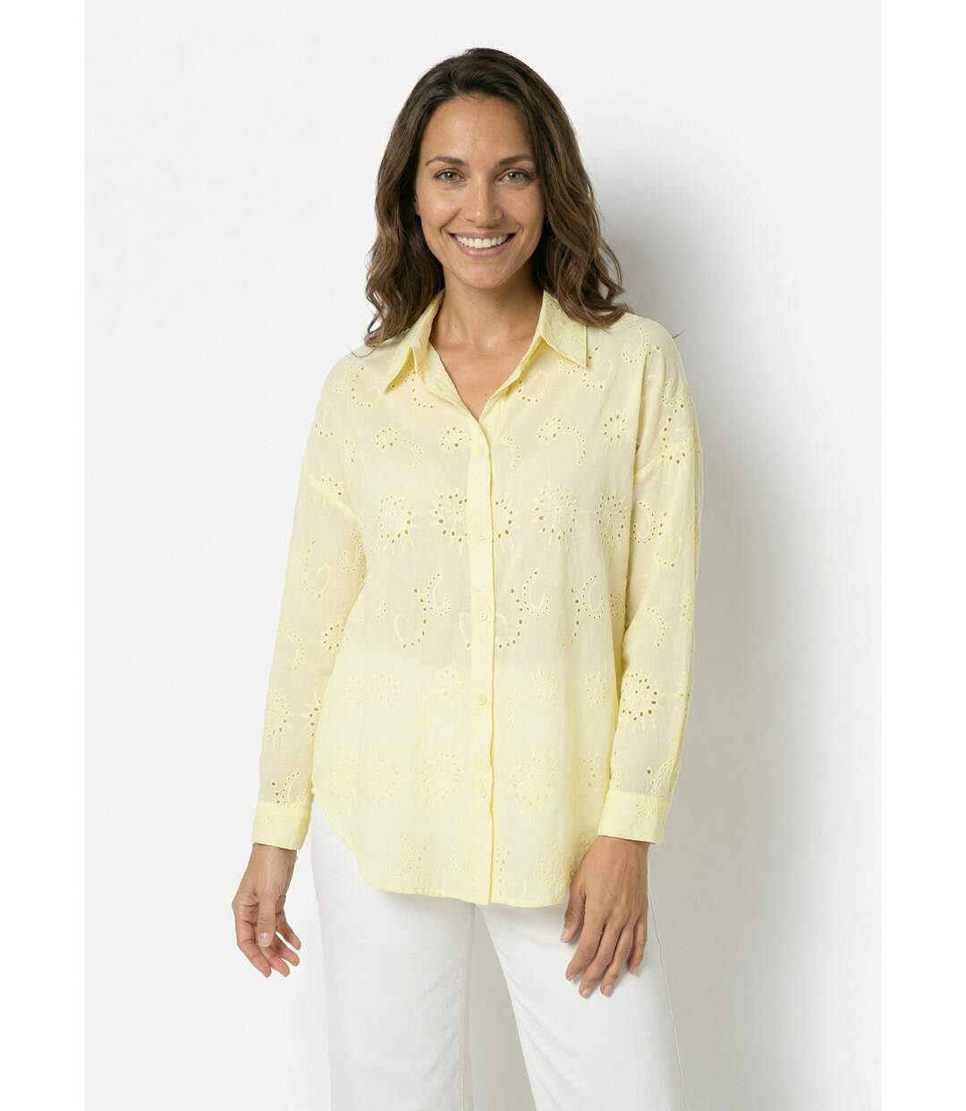 Chemisier coton avec broderie anglaise-1