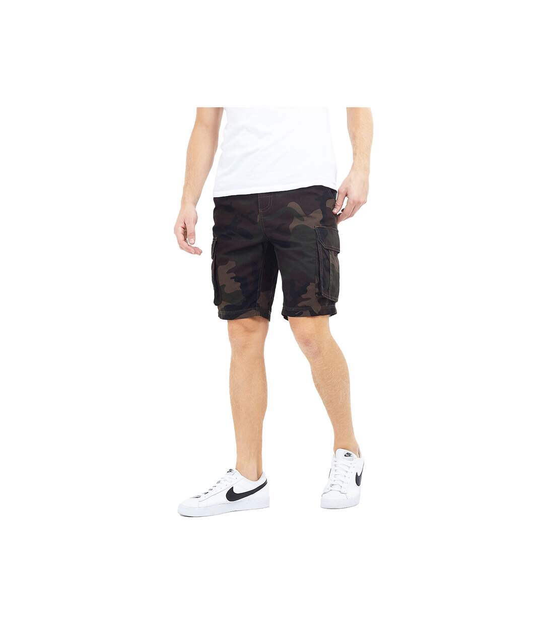 Brave Soul Mens River Camo Cargo Shorts (Khaki Camo) - UTUT726-3