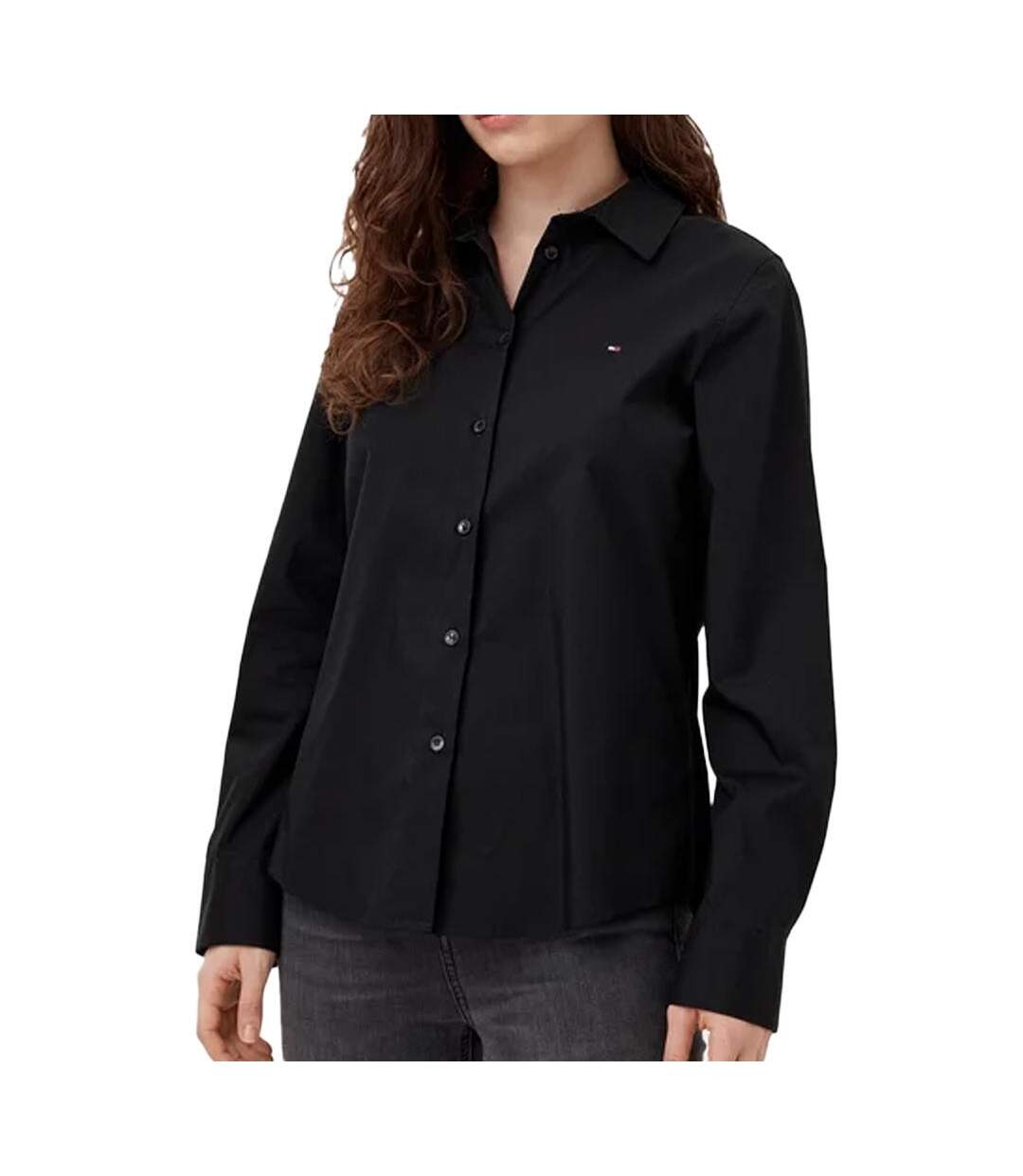 Chemise noir femme tommy hilfiger ess poplin regular s - 34-1