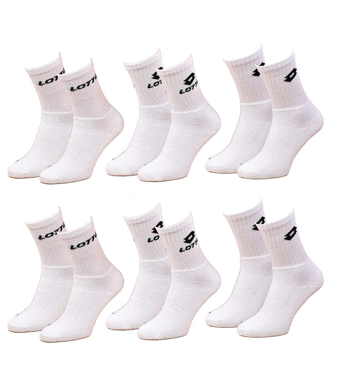 Chaussettes homme LOTTO TENNIS Pack de 6 Paires Tennis Blanches-1