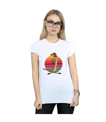 Disney Womens/Ladies The Lion King Timon Sunset Cotton T-Shirt (Blanc) - UTBI25007