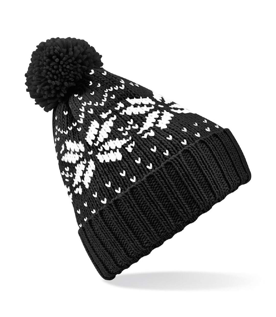 L'indémodable - Bonnet motif jacquard - B456 - noir et blanc-1