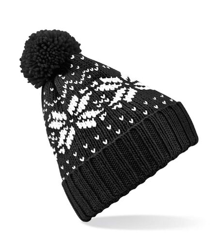 L'indémodable - Bonnet motif jacquard - B456 - noir et blanc