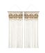 Lot de 2 Rideaux de fils détails macramé et pompons - 90 x 200 cm - Beige-1