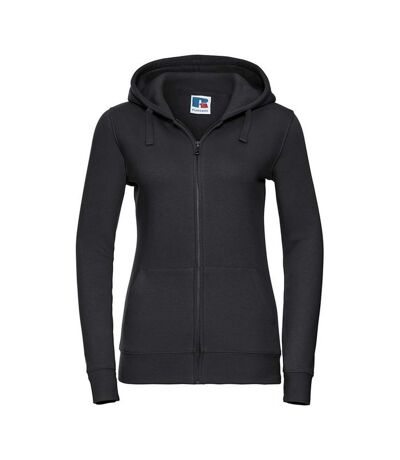 Womens/ladies Authentic Full Zip Hoodie Black Russell