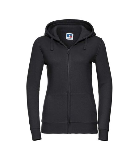 Womens/ladies Authentic Full Zip Hoodie Black Russell