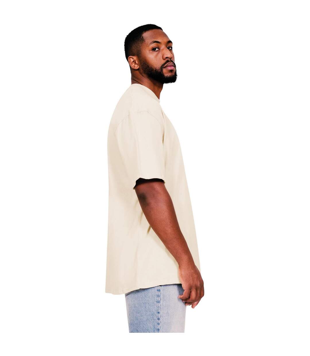 Mens Core Ringspun Cotton Tall Oversized T-shirt Sand Casual Classics-3