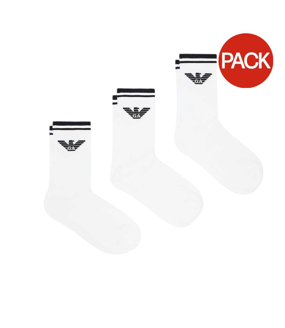 Lot De 3  Chaussettes Eagle Logo Homme Blanc Emporio Armani EA7-1