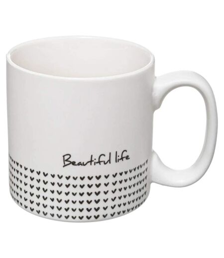 Lot de 4 Mugs & Rack Design Life 24cl Blanc