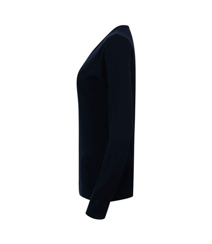 Henbury Womens/Ladies 12 Gauge Fine Knit V-Neck Jumper / Sweatshirt (Navy) - UTRW660