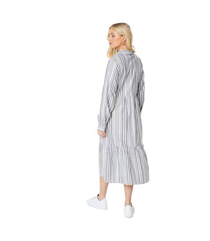 Womens/ladies stripe poplin petite midi shirt dress ivory Principles