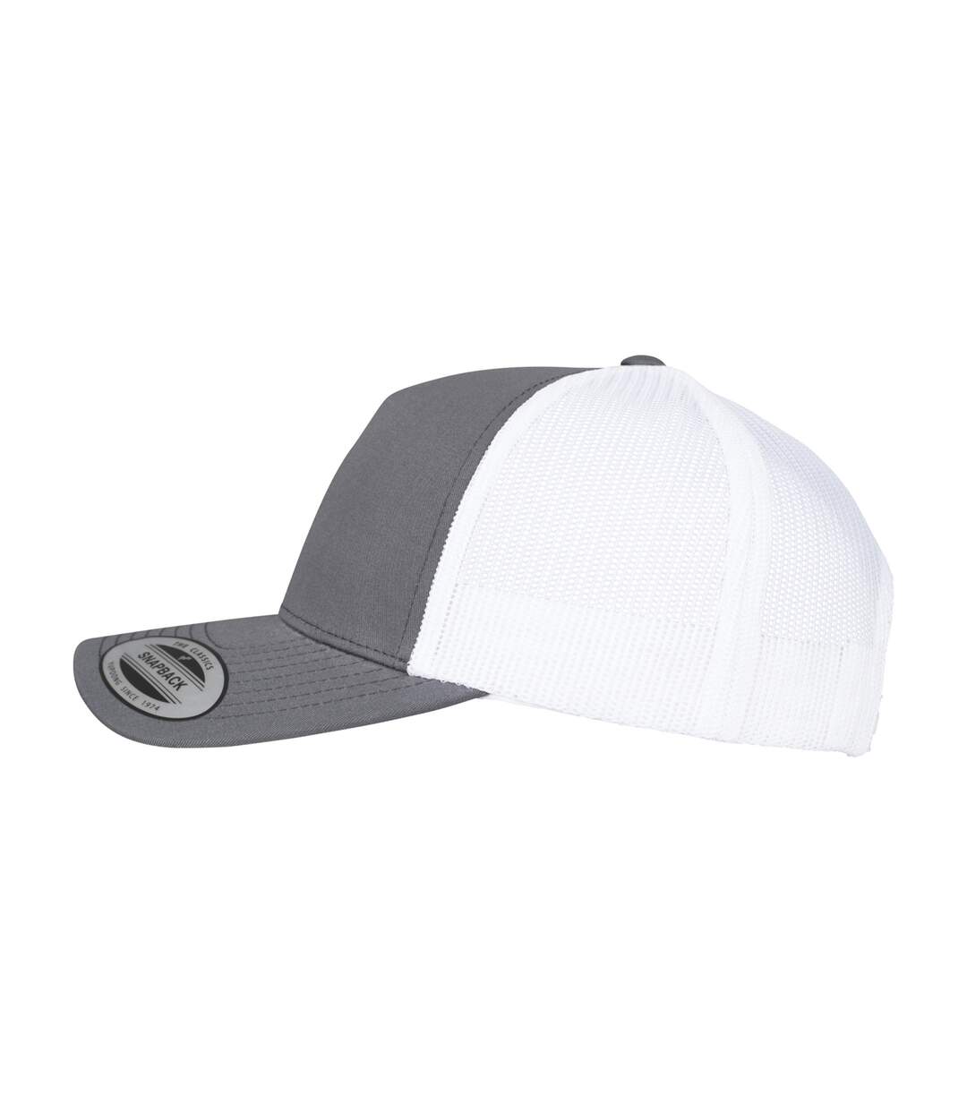 Unisex adult two tone 5 panel trucker cap charcoal/white Flexfit-3