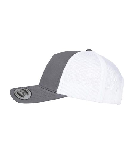 Unisex adult two tone 5 panel trucker cap charcoal/white Flexfit