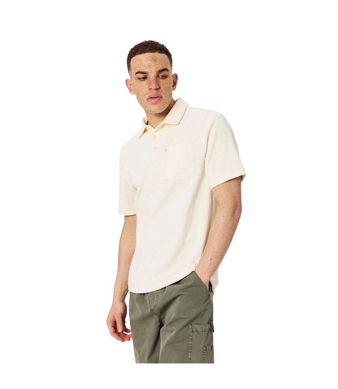 Mens Textured Regular Short-sleeved Polo Shirt White Jack Wills-4