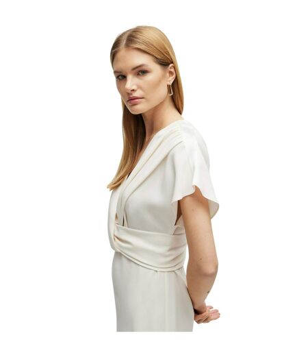 Womens/ladies Debasa2 Satin Wrap Dress White Boss