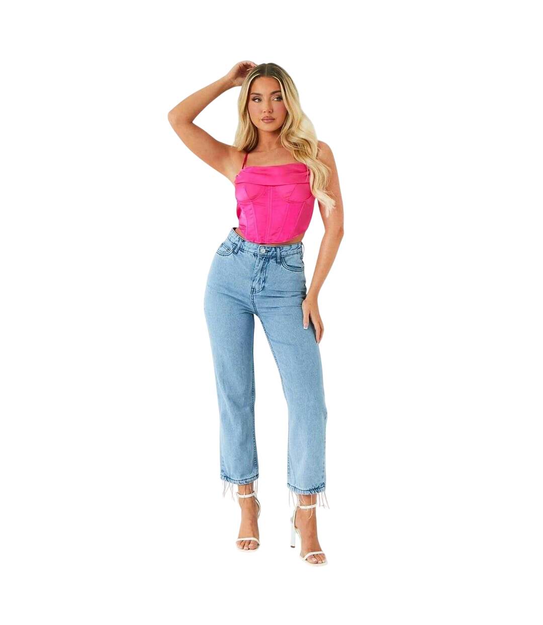 Haut Style Corset Motif/style Coutures Apparentes Femme Rose Missy Empire-3