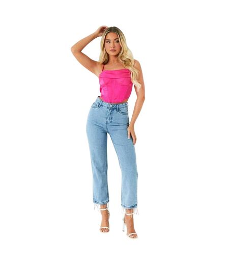 Haut Style Corset Motif/style Coutures Apparentes Femme Rose Missy Empire