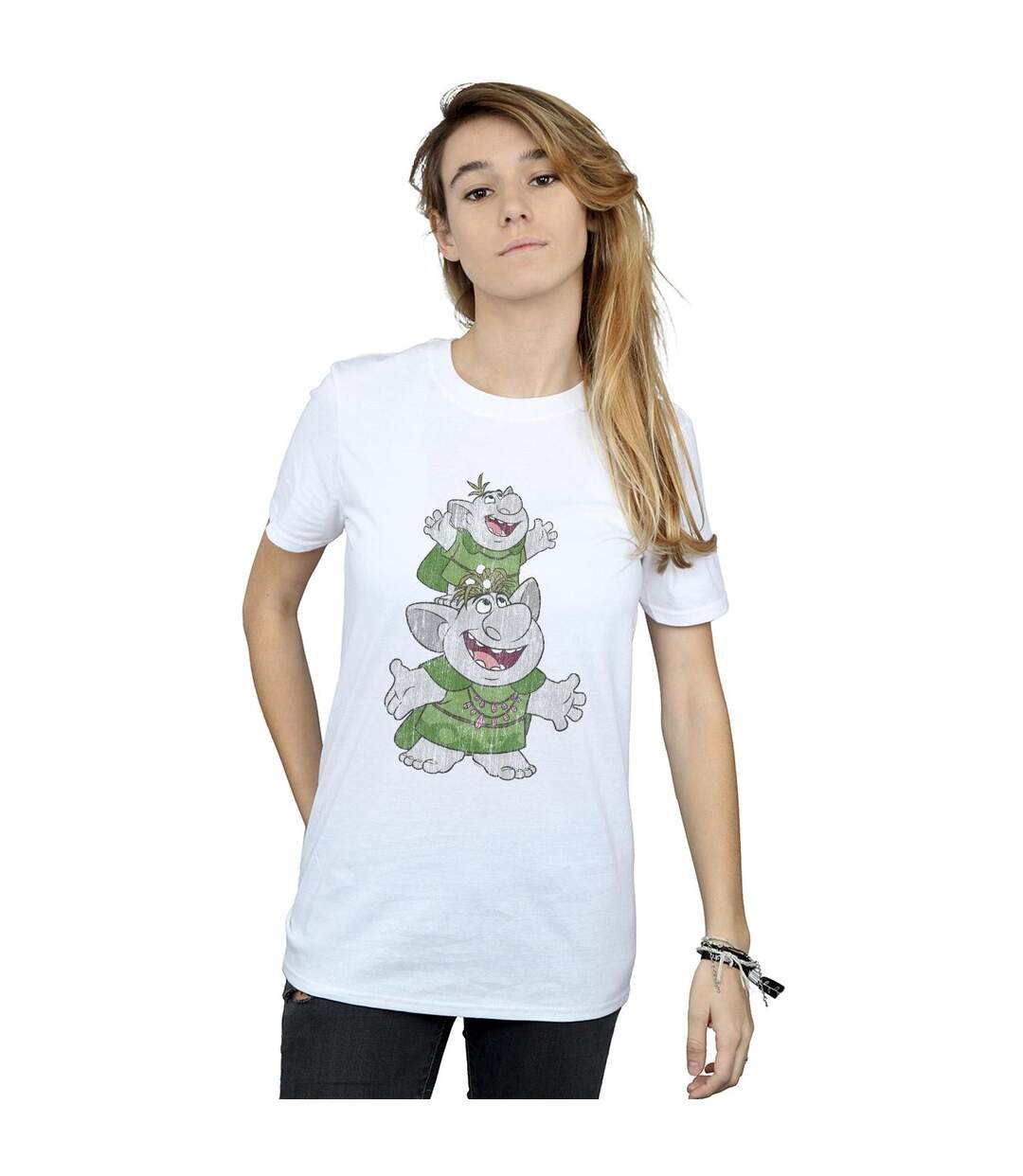Disney - T-shirt FROZEN HANDSTACKING TROLLS - Femme (Blanc) - UTBI24807-2