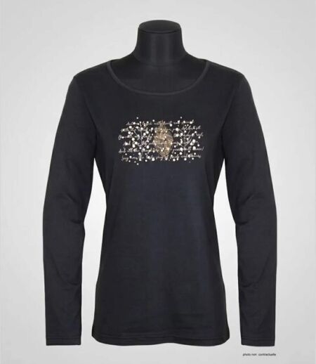MAYFLOWER NOTICE2 – Tee-shirt manches longues noir sérigraphié pour un style chic et intemporel
