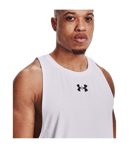 Mens Baseline Tank Top White Black Under Armour