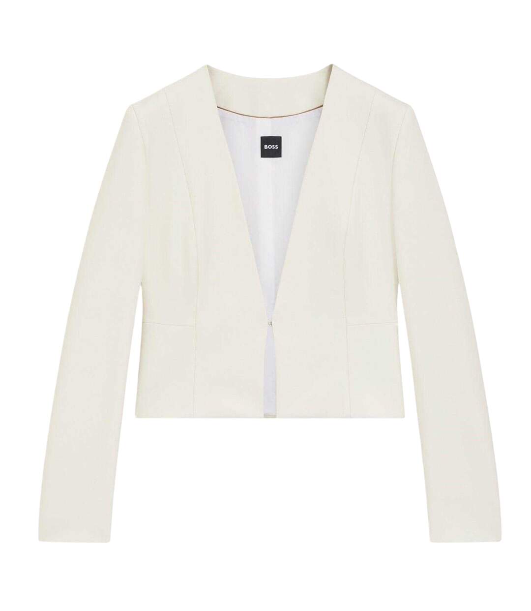 Womens/ladies Plain Slim Blazer White Faded White Boss-2