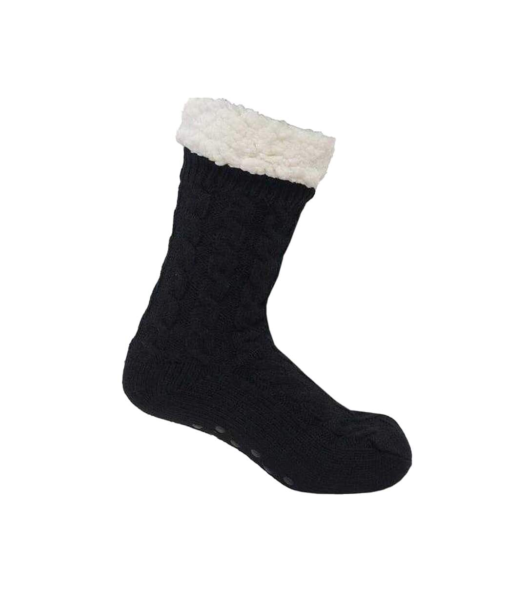 Chaussons Chaussettes Adulte Noir Miso-1