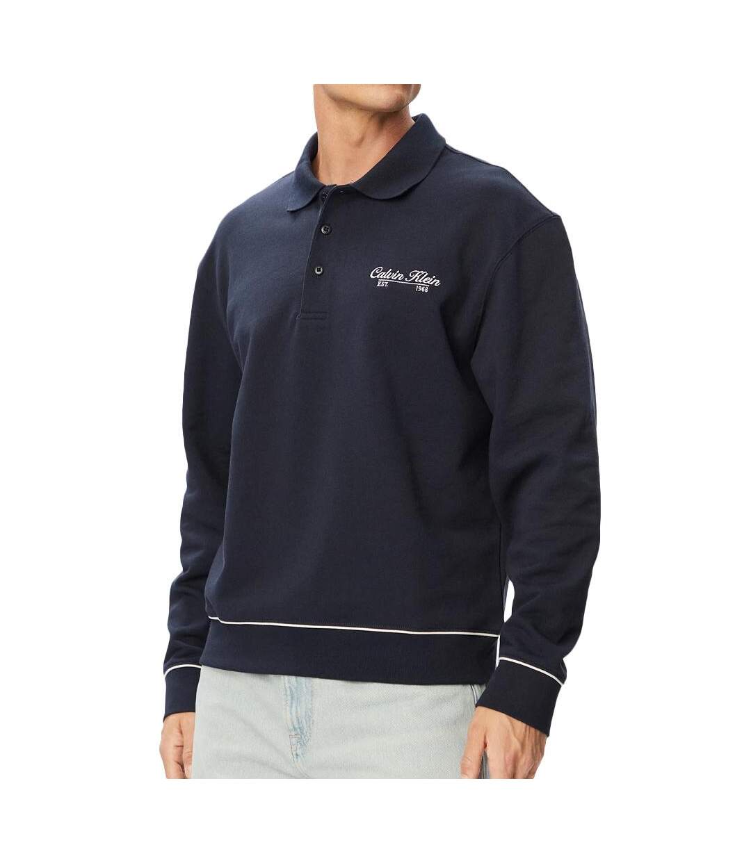 Sweat marine homme calvin klein jeans terry-1