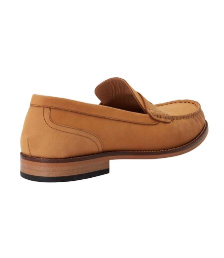Mens Garfield Leather Penny Loafers Burnt Tan Base London