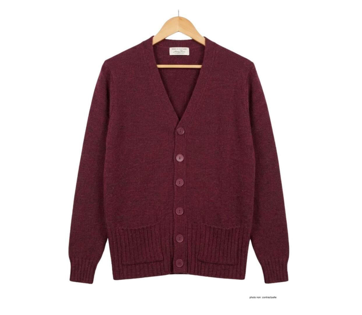 MAYFLOWER DERBY1B - Gilet boutonné bordeaux en laine mélangée : chaleur et confort chic-2