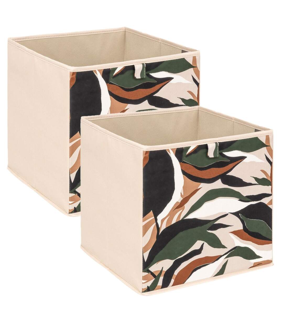 Lot de 2 boites de rangement LAURIA - L. 31 x l.31 x H. 31 cm - Beige-1