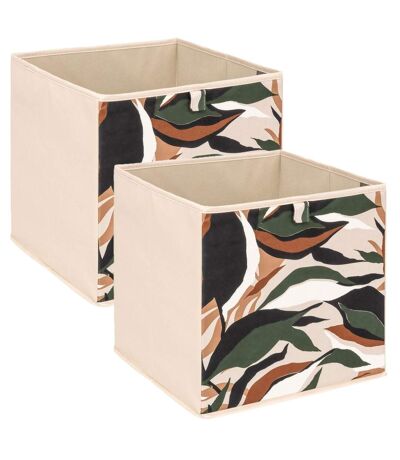 Lot de 2 boites de rangement LAURIA - L. 31 x l.31 x H. 31 cm - Beige