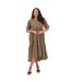 Womens/ladies Tiered Crew Neck Short-sleeved Midi Dress Brown Black Brave Soul-1
