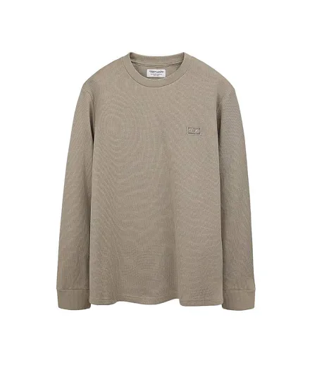 Pull beige foncé homme teddy smith waffle
