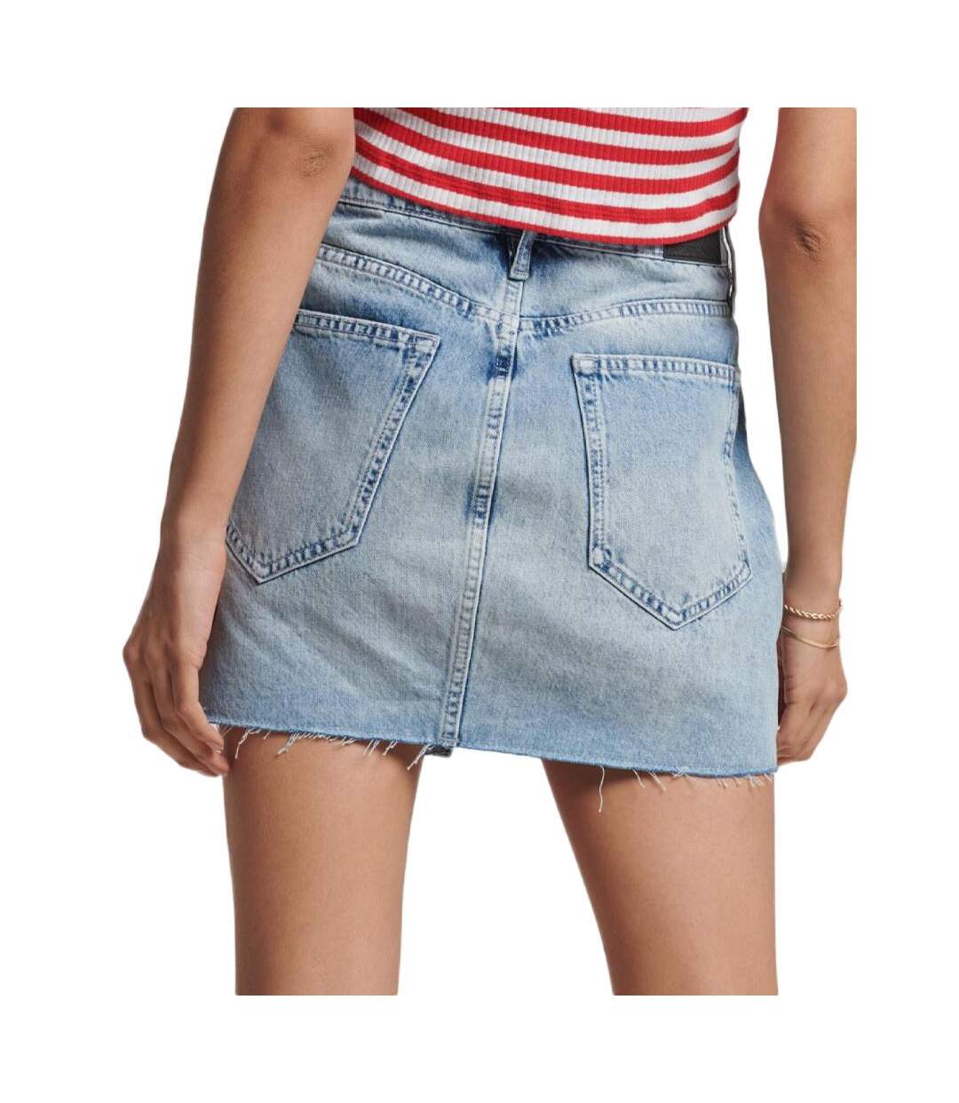 Jupe en jean bleu clair femme superdry mini skirt-2