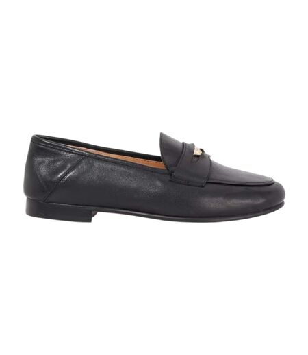 Womens/ladies Greek Leather Low Heel Penny Loafers Black Dune London