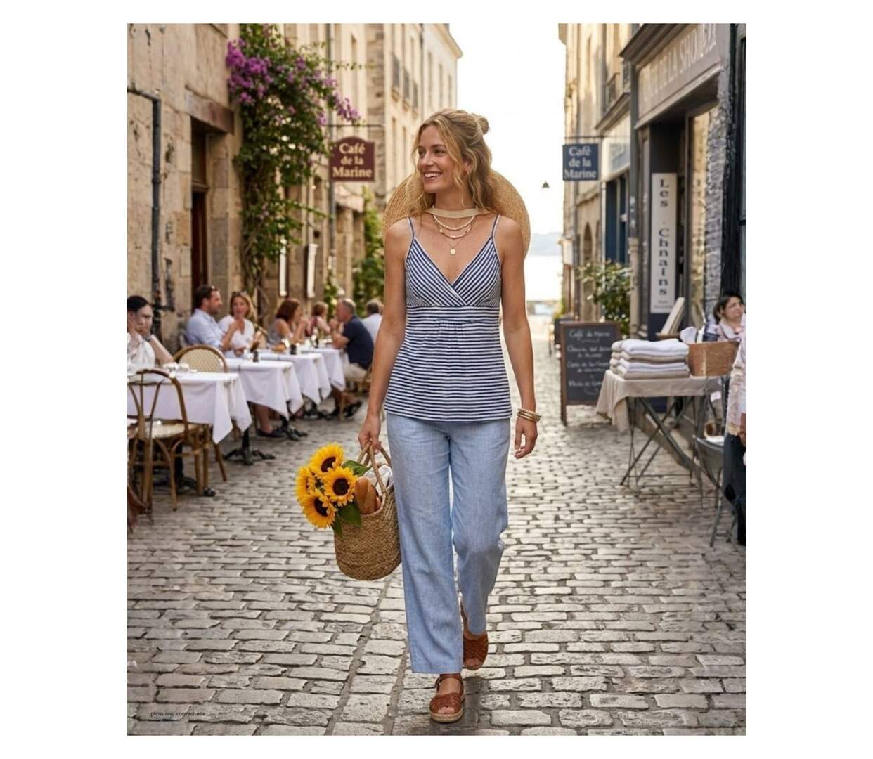 Débardeur MAYFLOWER TF208M effet cache-cœur : le look marin en viscose fluide pour sublimer votre silhouette-5