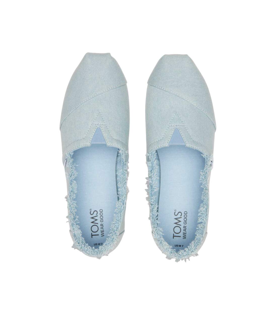 Womens/ladies Washed Denim Slip-on Espadrilles Pastel Blue Toms-4
