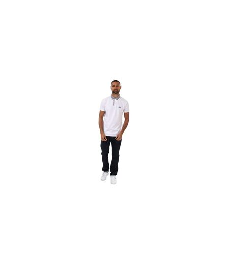 Mens Nicks Checked Collared Polo Shirt White Weekend Offender