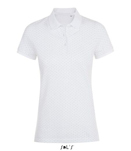 Polo à pois - femme - manches courtes - 01707 - blanc