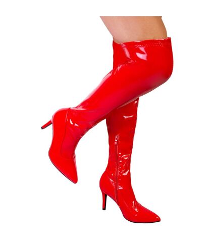 Womens/ladies lexi stiletto heel knee-high boots red Where´s That From