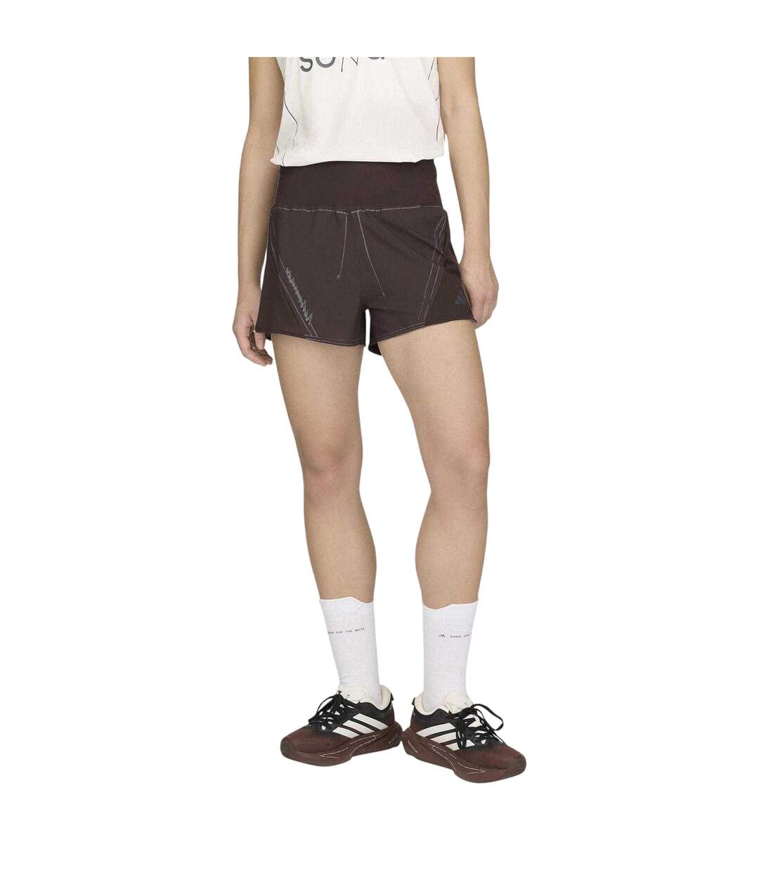 Womens/ladies Song For The Mute Regular Running Shorts Coffee Adidas-3