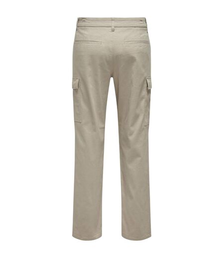 Mens Plain Straight Cargo Trousers Chinchilla Only