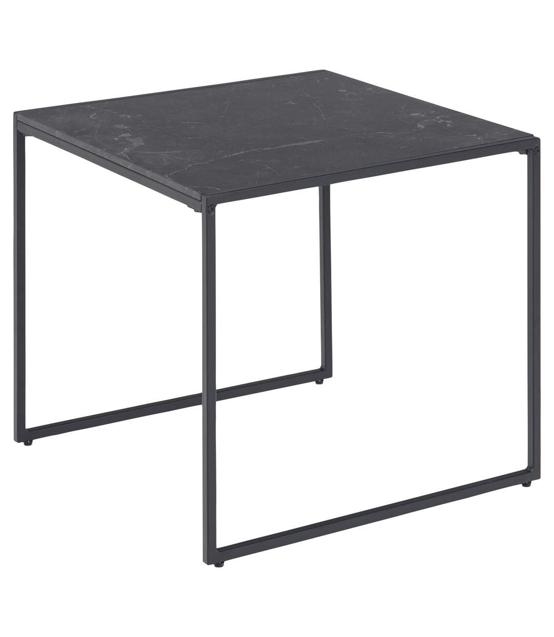 Table d'appoint carré en mélaminé et métal - L.50 cm x H. 45 cm - Noir-1