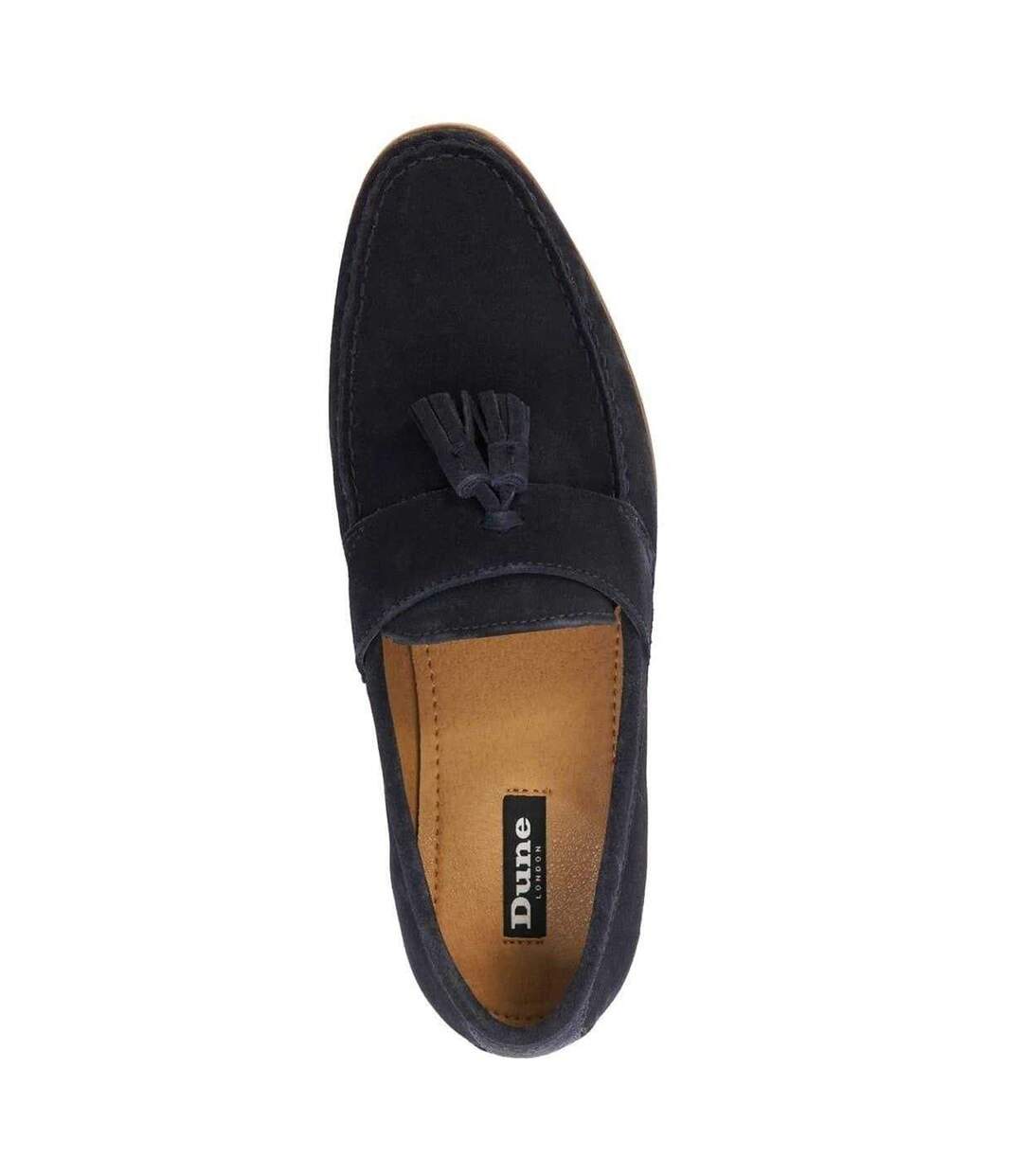 Mens Bertie Suede Stack Heel Loafers Navy Suede Dune London-4