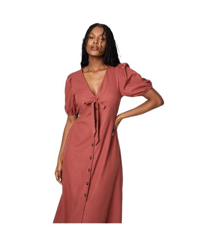 Womens/ladies button v neck midi dress rust Dorothy Perkins