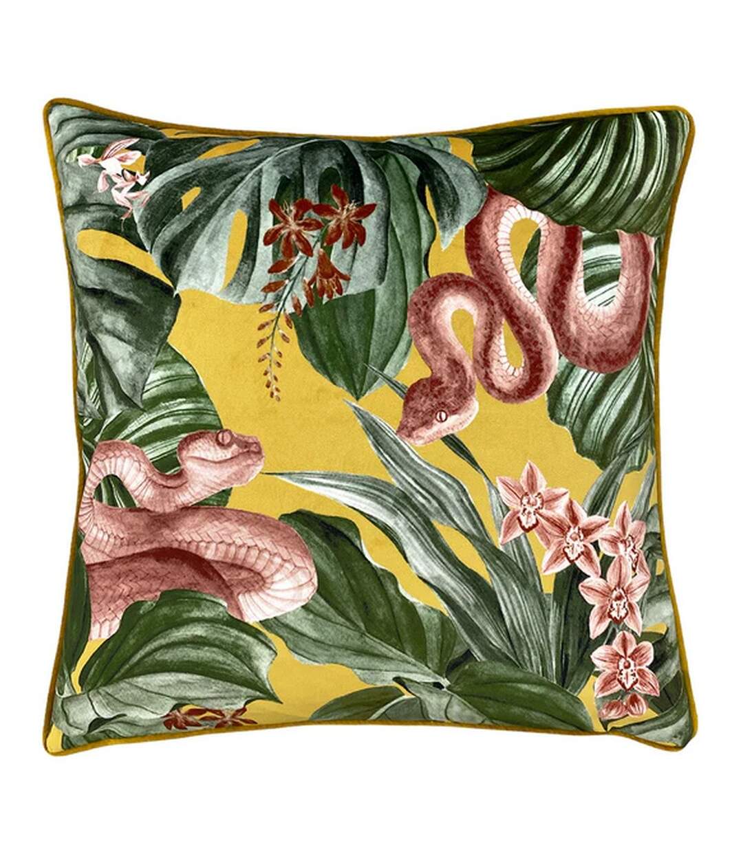 Medinilla tropical cushion cover 43cm x 43cm mustard yellow Furn